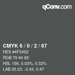 カラーコード: CMYK 6 / 0 / 2 / 67 | qconv.com