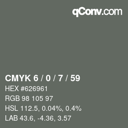 カラーコード: CMYK 6 / 0 / 7 / 59 | qconv.com