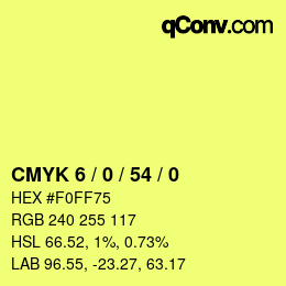 Farbcode: CMYK 6 / 0 / 54 / 0 | qconv.com