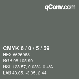 カラーコード: CMYK 6 / 0 / 5 / 59 | qconv.com