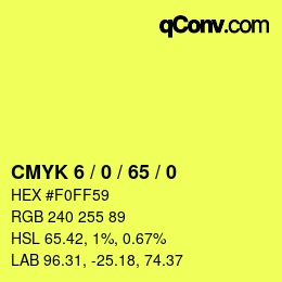 Code couleur: CMYK 6 / 0 / 65 / 0 | qconv.com