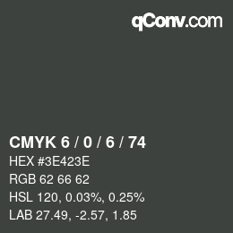 Código de color: CMYK 6 / 0 / 6 / 74 | qconv.com