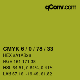 Code couleur: CMYK 6 / 0 / 78 / 33 | qconv.com