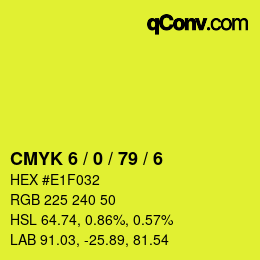 カラーコード: CMYK 6 / 0 / 79 / 6 | qconv.com