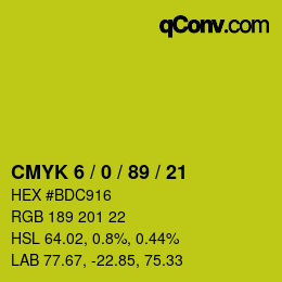 Code couleur: CMYK 6 / 0 / 89 / 21 | qconv.com