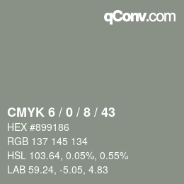 Code couleur: CMYK 6 / 0 / 8 / 43 | qconv.com