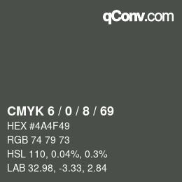 Color code: CMYK 6 / 0 / 8 / 69 | qconv.com