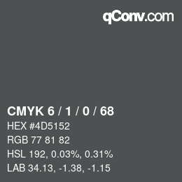 カラーコード: CMYK 6 / 1 / 0 / 68 | qconv.com