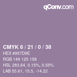 カラーコード: CMYK 6 / 21 / 0 / 38 | qconv.com