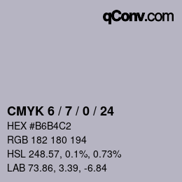 Code couleur: CMYK 6 / 7 / 0 / 24 | qconv.com