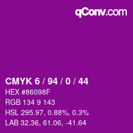 Code couleur: CMYK 6 / 94 / 0 / 44 | qconv.com