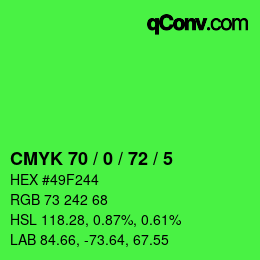 Farbcode: CMYK 70 / 0 / 72 / 5 | qconv.com