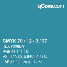 Code couleur: CMYK 70 / 12 / 0 / 37 | qconv.com