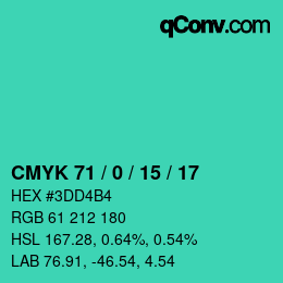 Farbcode: CMYK 71 / 0 / 15 / 17 | qconv.com