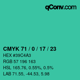 Farbcode: CMYK 71 / 0 / 17 / 23 | qconv.com