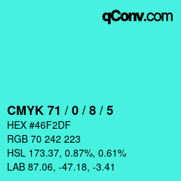 Farbcode: CMYK 71 / 0 / 8 / 5 | qconv.com