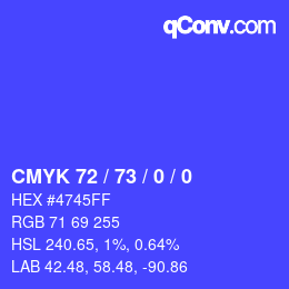 Farbcode: CMYK 72 / 73 / 0 / 0 | qconv.com