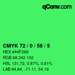 Code couleur: CMYK 72 / 0 / 58 / 5 | qconv.com