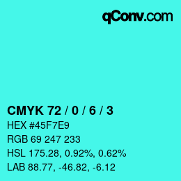 Color code: CMYK 72 / 0 / 6 / 3 | qconv.com