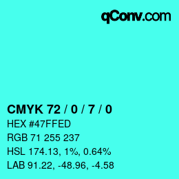 Farbcode: CMYK 72 / 0 / 7 / 0 | qconv.com