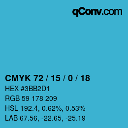 Código de color: CMYK 72 / 15 / 0 / 18 | qconv.com