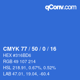 Código de color: CMYK 77 / 50 / 0 / 16 | qconv.com