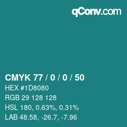 Farbcode: CMYK 77 / 0 / 0 / 50 | qconv.com