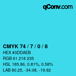 Código de color: CMYK 74 / 7 / 0 / 8 | qconv.com