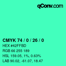 Code couleur: CMYK 74 / 0 / 26 / 0 | qconv.com