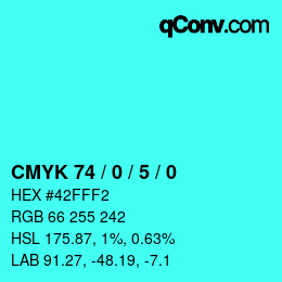 Código de color: CMYK 74 / 0 / 5 / 0 | qconv.com