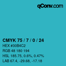 Código de color: CMYK 75 / 7 / 0 / 24 | qconv.com