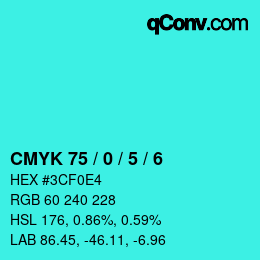 Código de color: CMYK 75 / 0 / 5 / 6 | qconv.com