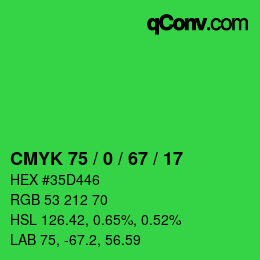 Color code: CMYK 75 / 0 / 67 / 17 | qconv.com