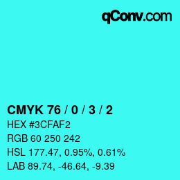 Farbcode: CMYK 76 / 0 / 3 / 2 | qconv.com