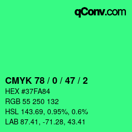 Código de color: CMYK 78 / 0 / 47 / 2 | qconv.com