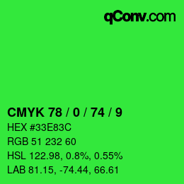 Farbcode: CMYK 78 / 0 / 74 / 9 | qconv.com