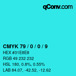 Color code: CMYK 79 / 0 / 0 / 9 | qconv.com