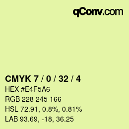 Code couleur: CMYK 7 / 0 / 32 / 4 | qconv.com