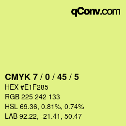 Farbcode: CMYK 7 / 0 / 45 / 5 | qconv.com