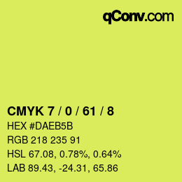 Color code: CMYK 7 / 0 / 61 / 8 | qconv.com