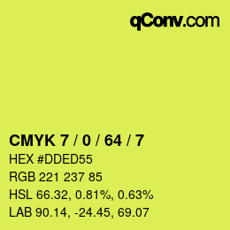 カラーコード: CMYK 7 / 0 / 64 / 7 | qconv.com