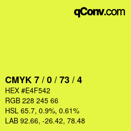 Farbcode: CMYK 7 / 0 / 73 / 4 | qconv.com