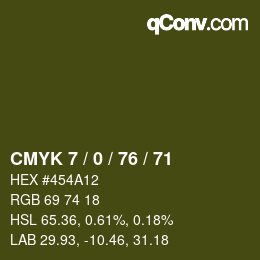 カラーコード: CMYK 7 / 0 / 76 / 71 | qconv.com