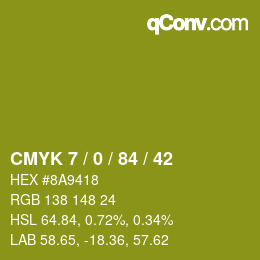 Color code: CMYK 7 / 0 / 84 / 42 | qconv.com