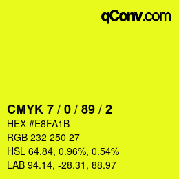 Código de color: CMYK 7 / 0 / 89 / 2 | qconv.com