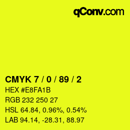 Código de color: CMYK 7 / 0 / 89 / 2 | qconv.com