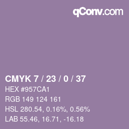 Code couleur: CMYK 7 / 23 / 0 / 37 | qconv.com