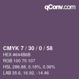 Code couleur: CMYK 7 / 30 / 0 / 58 | qconv.com