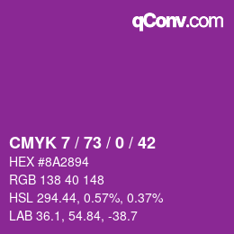 Color code: CMYK 7 / 73 / 0 / 42 | qconv.com