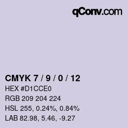 カラーコード: CMYK 7 / 9 / 0 / 12 | qconv.com